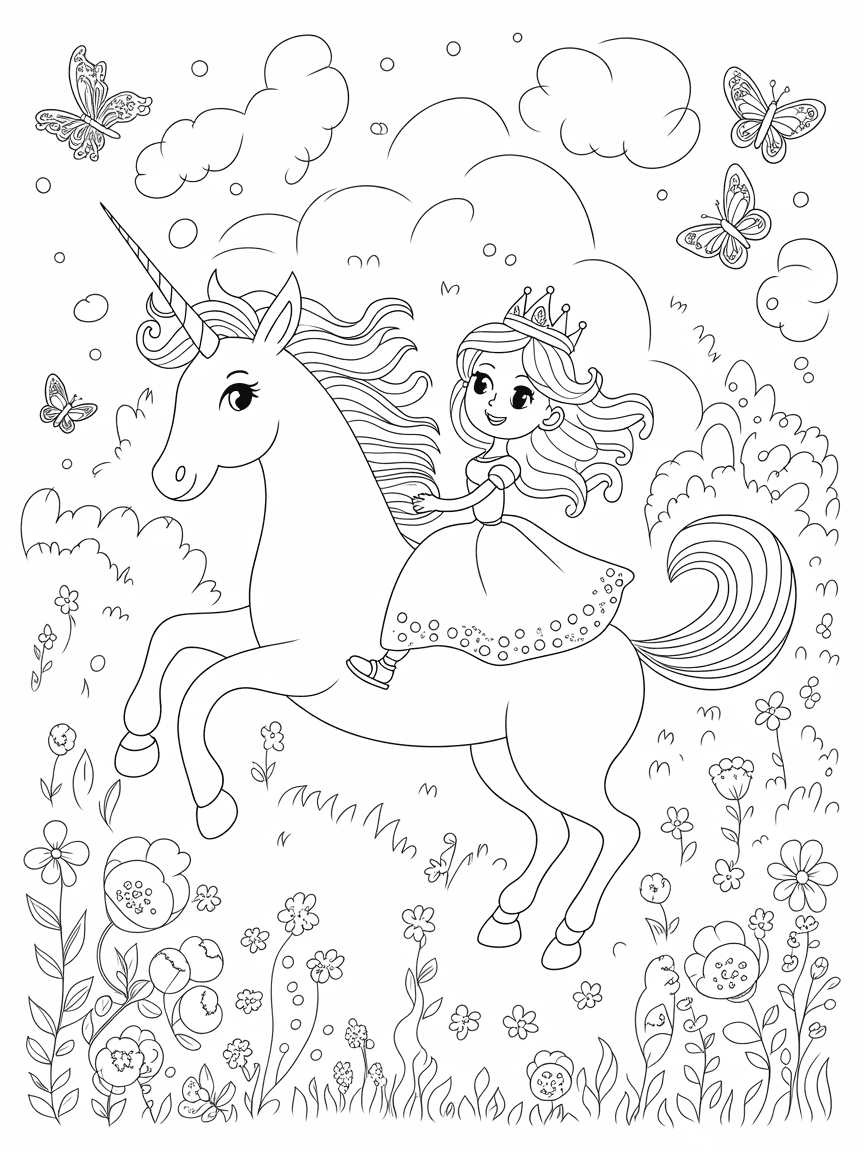 princess riding a majestic unicorn